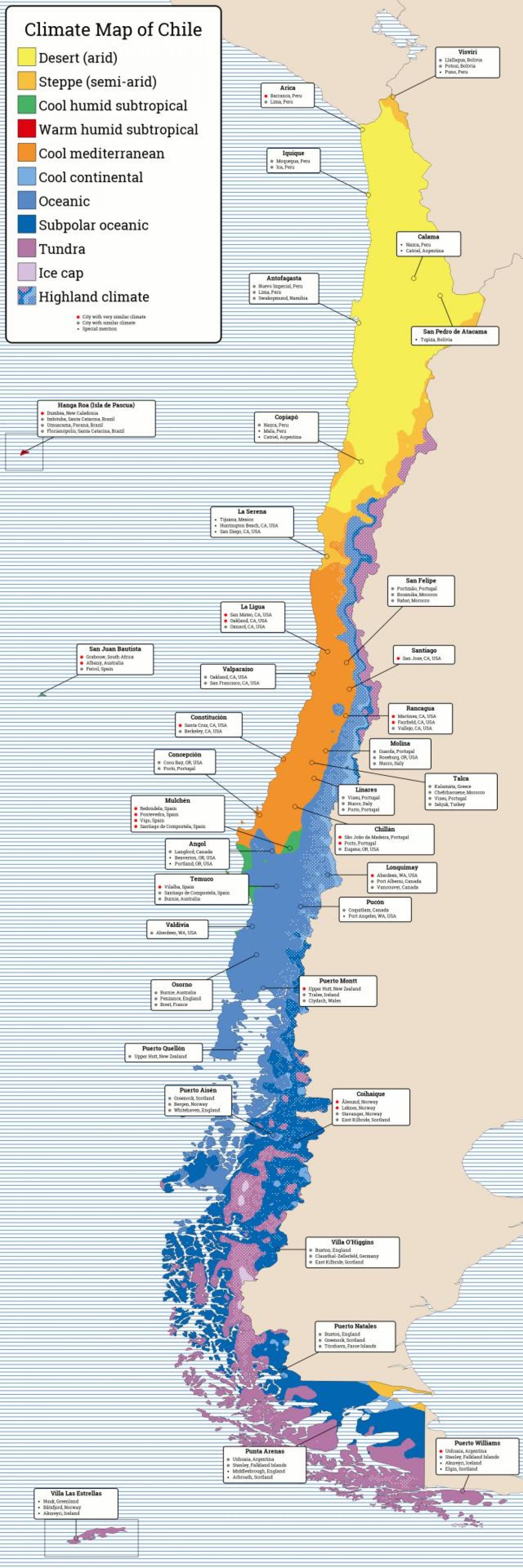 Mapa Chile klimatu