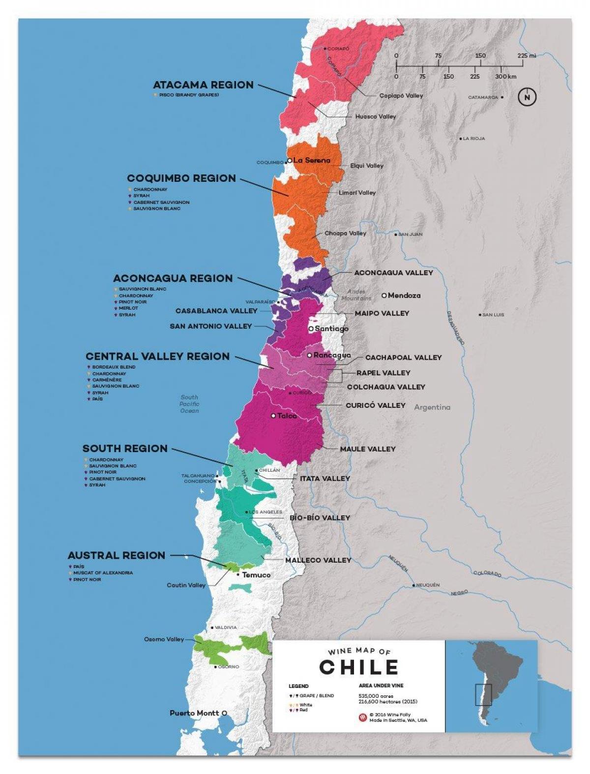 Chile karta Win kraju
