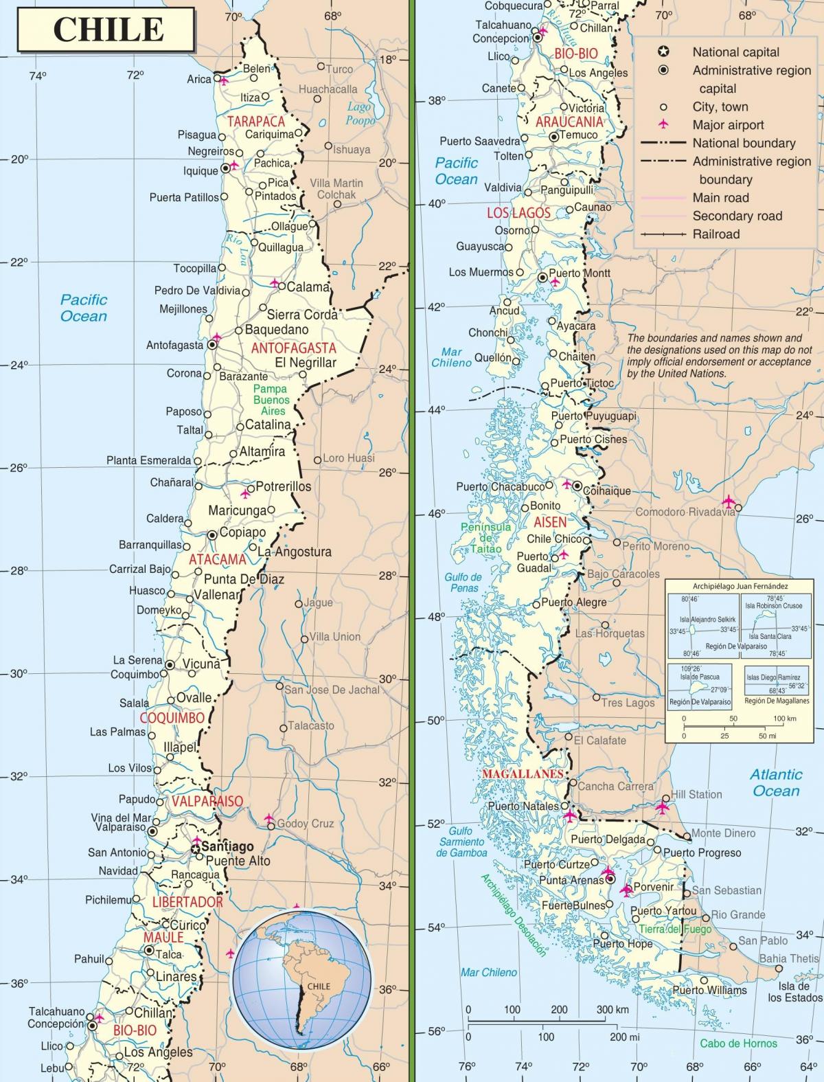 mapę de Chile