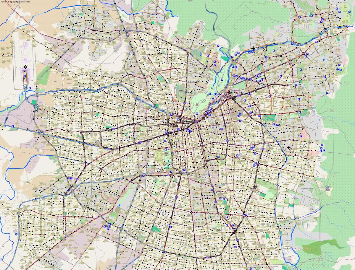 mapa miasta Santiago, Chile