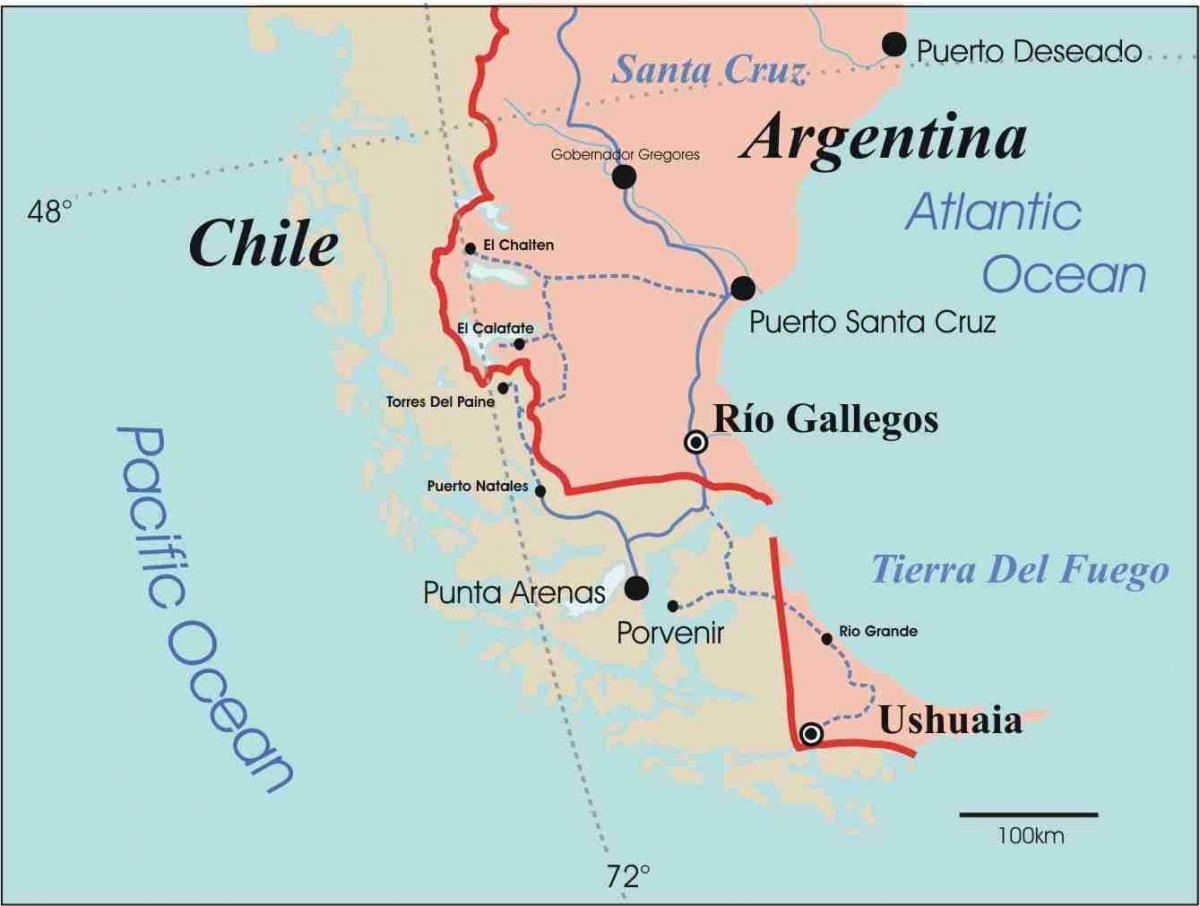 Mapa patagonii w Chile