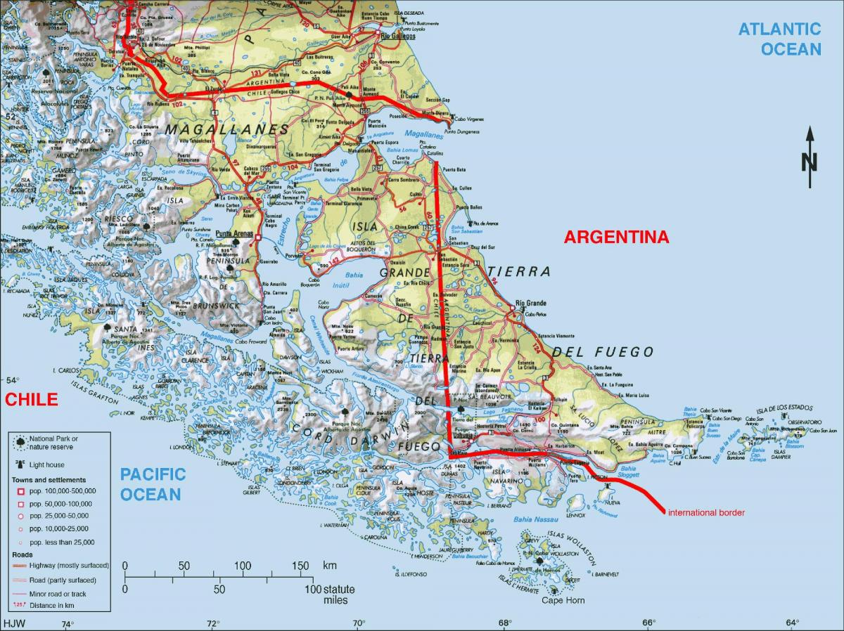 południe Chile mapie