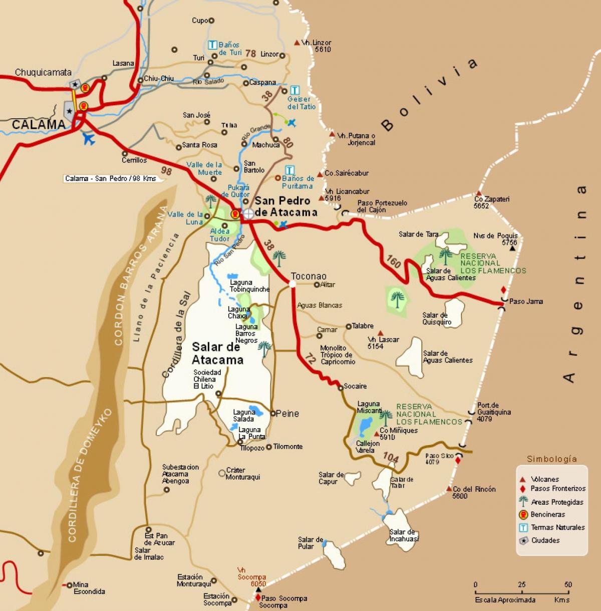 Mapa atacama w Chile