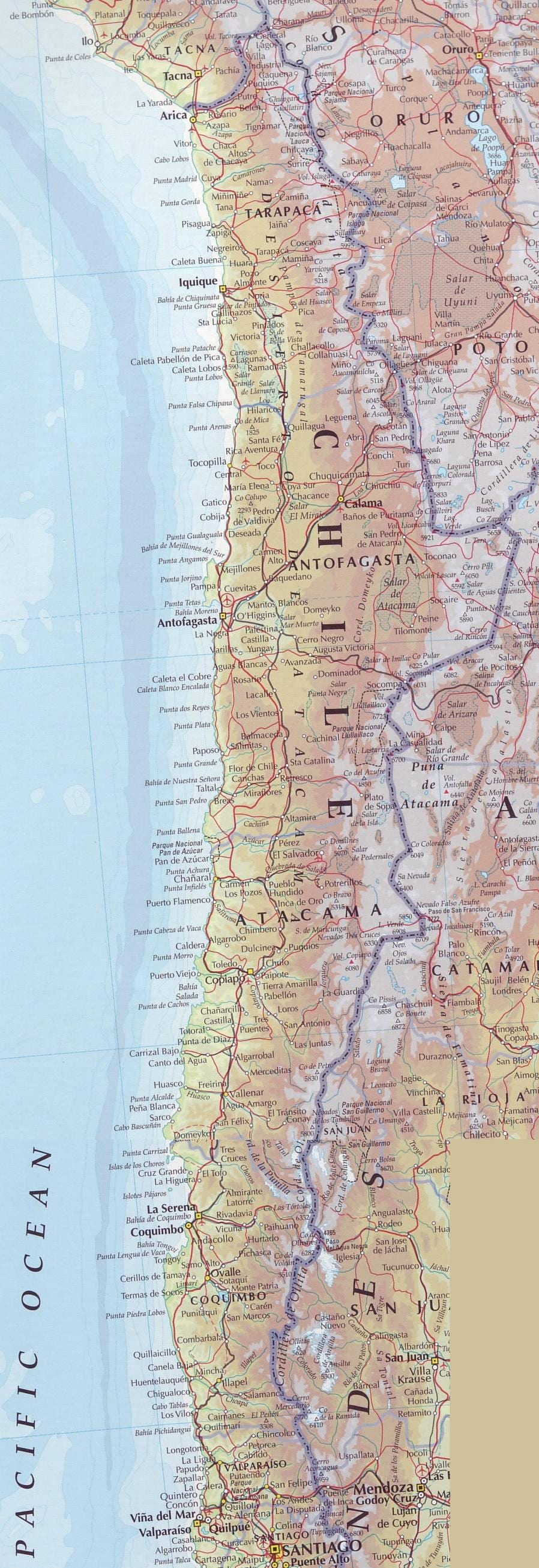 Mapa Chile drodze