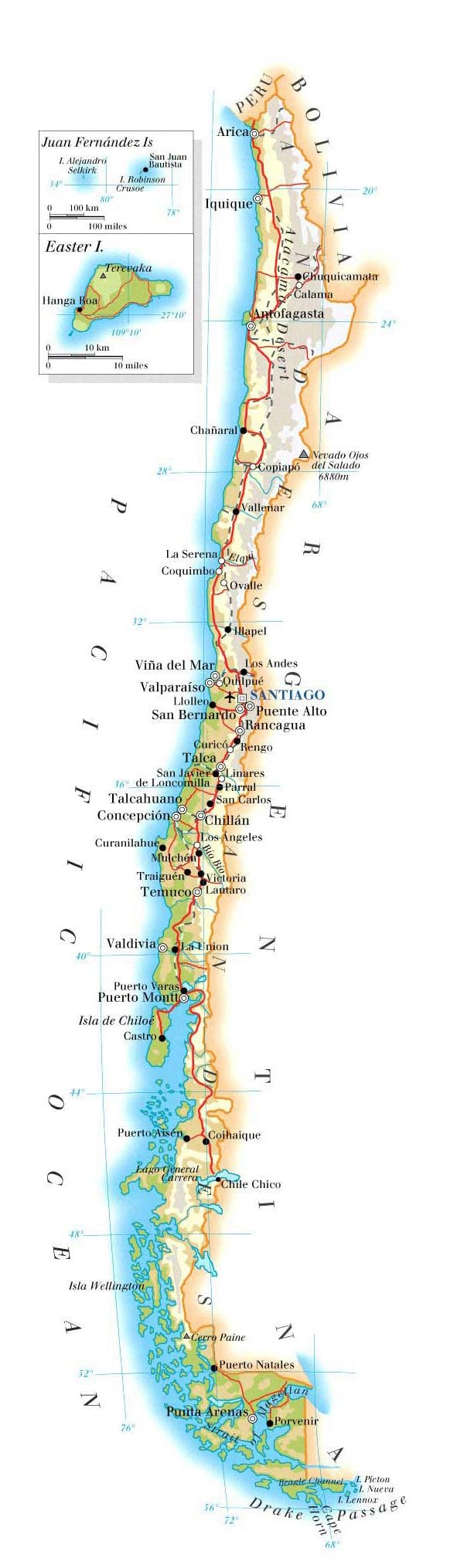 Mapa Chile parki narodowe