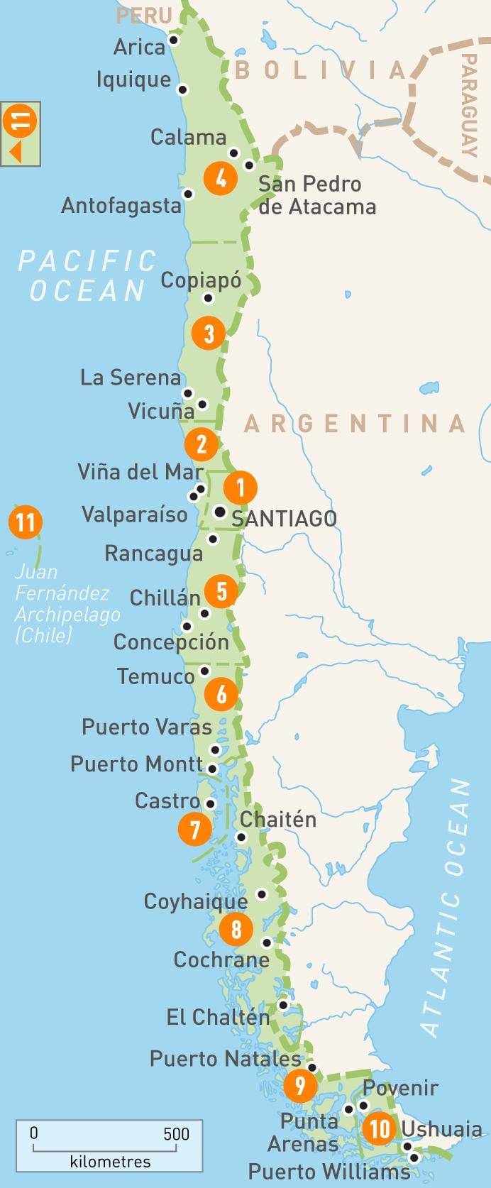 Chile prowincji mapie