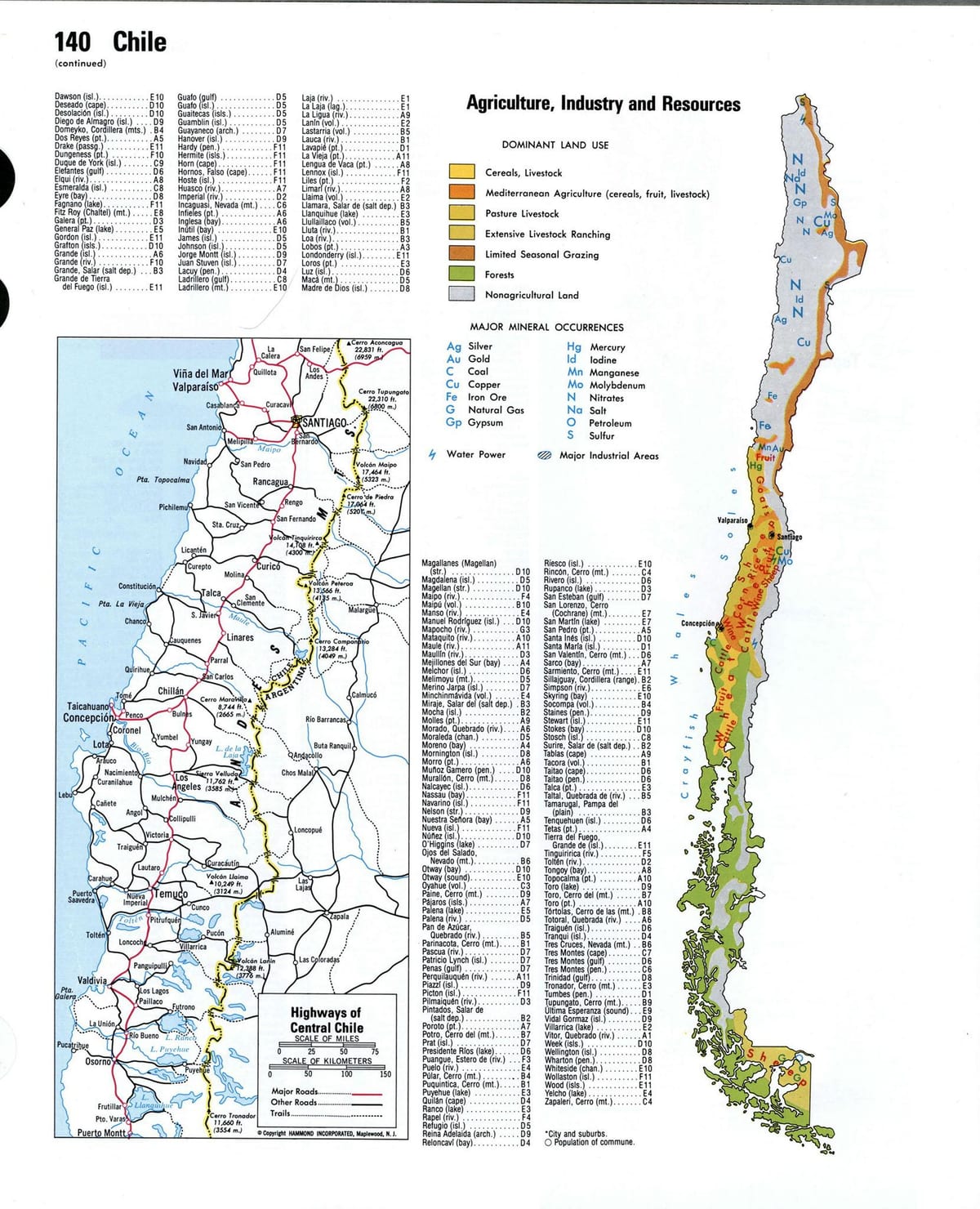 Mapa Chile zasoby naturalne