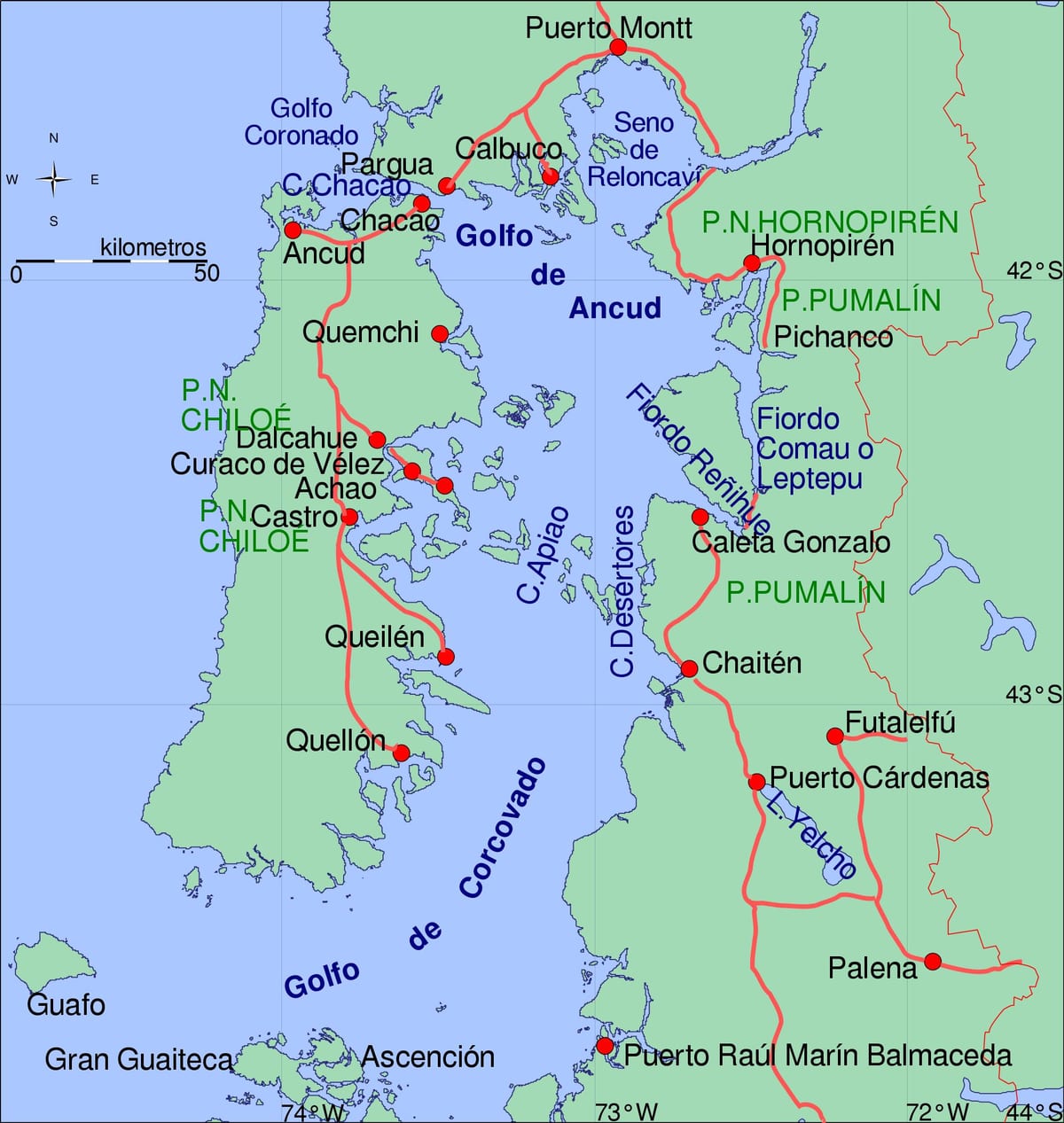 Mapa chiloé w Chile