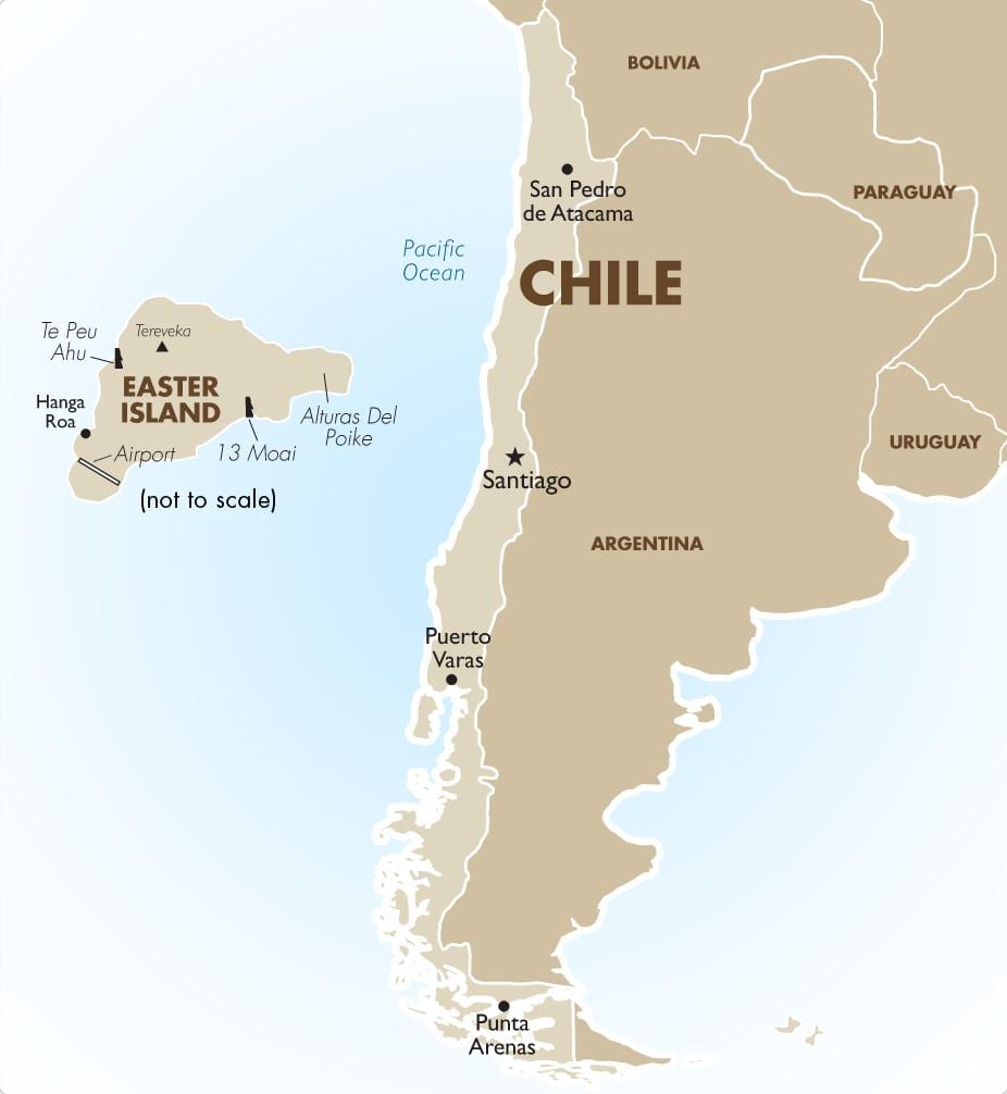 mapa Chile, w tym wyspa Wielkanocna