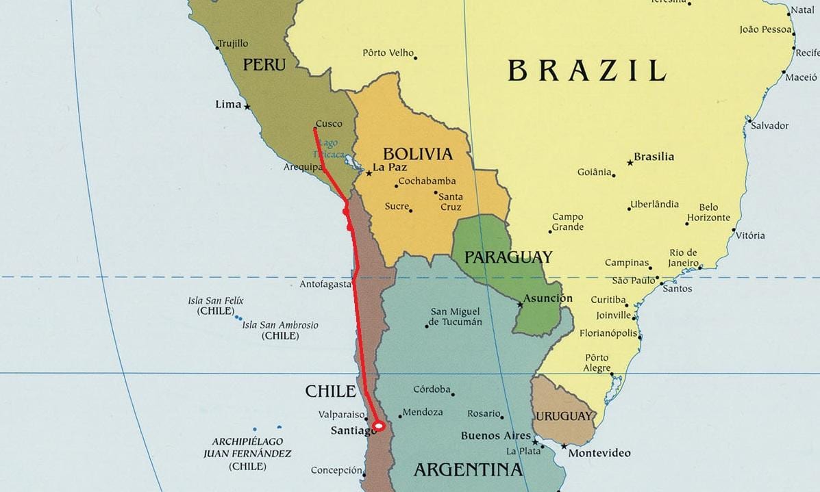 Mapa Północnego Chile
