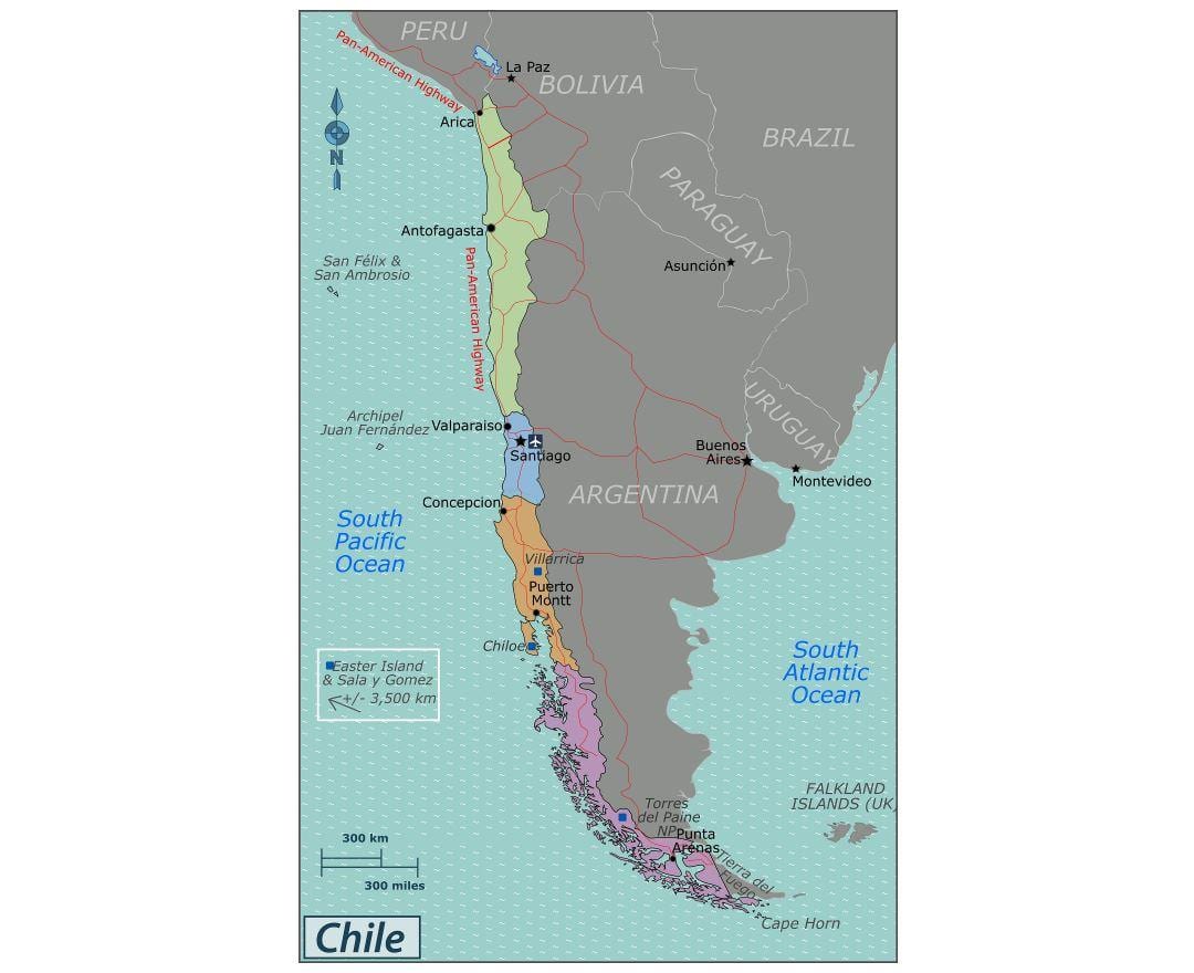Mapa valdivia w Chile