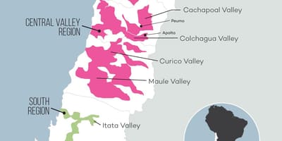 Mapa central valley Chile
