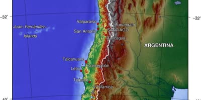 Góry w Chile mapie