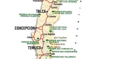 Chile zabytki mapa