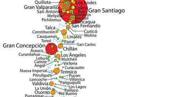 Chile mapie gęstości zaludnienia 
