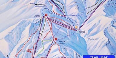 Mapa ośrodków narciarskich w Chile