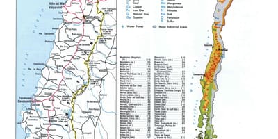 Mapa Chile zasoby naturalne 